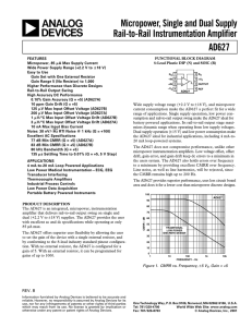 AD627 Micropower, Single and Dual Supply Rail-to