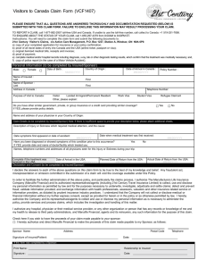 Visitors to Canada Claim Form (VCF1407)