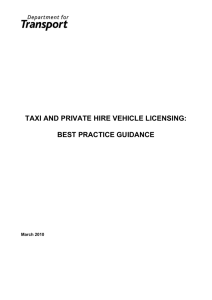 Taxi and Private Hire Vehicle Licensing: Best Practice Guidance