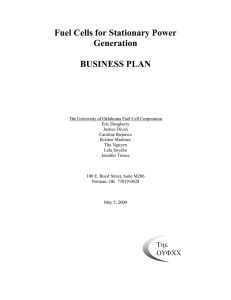 Fuel Cells for Stationary Power Generation BUSINESS PLAN