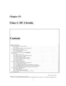 Class 1: DC Circuits Contents