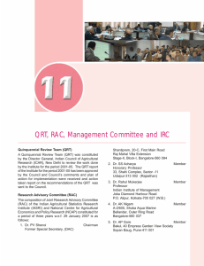 QRT, RAC, Management Committee and IRC