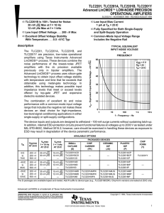 TLC2201, TLC2201A, TLC2201B, TLC2201Y Advanced LinCMOS