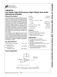 LME49722 Low Noise, High Performance, High Fidelity Dual Audio