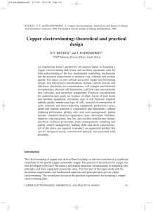 Copper electrowinning: theoretical and practical design