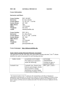 1 PHY 108 GENERAL PHYSICS II Fall 2012 Course Information