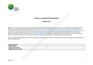 Checklist Stage II (Accreditation Panel)