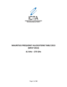 MAURITIUS FREQUENCY ALLOCATIONS TABLE 2013 (MFAT