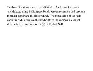 Twelve voice signals, each band-limited to 3 kHz, are frequency