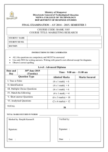 Question Type Allotted Marks Marks Secured FINAL EXAMINATION