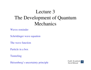Lecture 3 The Development of Quantum Mechanics