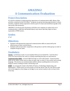 AMAZING! A Communication Evaluation Project Description