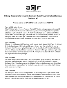 Directions to Epworth Dorm and Duke University Campus maps