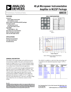 AD8235 40 μA Micropower Instrumentation Amplifier in WLCSP