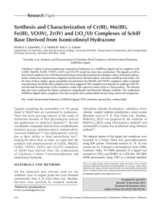 Synthesis and Characterization of Cr(III), Mn(III), Fe(III), VO(IV), Zr(IV