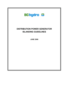Distribution Power Generator Islanding Guidelines