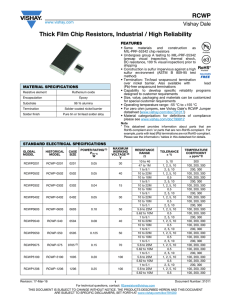 RCWP Thick Film Chip Resistors, Industrial / High Reliability