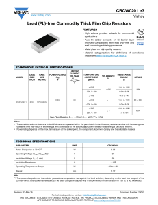 CRCW0201 e3 Lead (Pb)-free Commodity Thick Film Chip