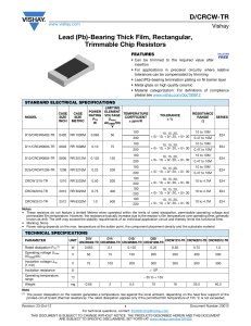 D/CRCW-TR Lead (Pb)-Bearing Thick Film, Rectangular