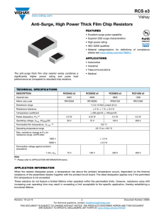 RCS e3 Anti-Surge, High Power Thick Film Chip Resistors