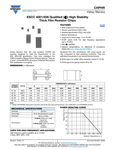 CHPHR ESCC 4001/026 Qualified ( ) High Stability Thick Film