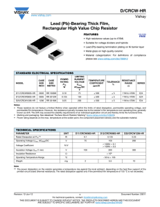 D/CRCW-HR Lead (Pb)-Bearing Thick Film, Rectangular