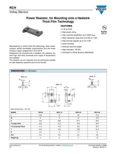 RCH Power Resistor, for Mounting onto a Heatsink Thick Film