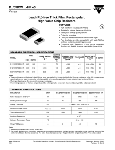 Lead (Pb)-free Thick Film, Rectangular, High Value Chip