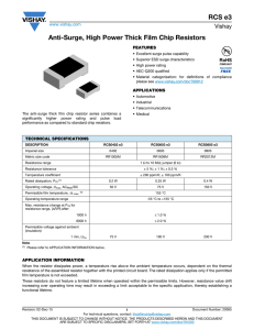 RCS e3 Anti-Surge, High Power Thick Film Chip Resistors