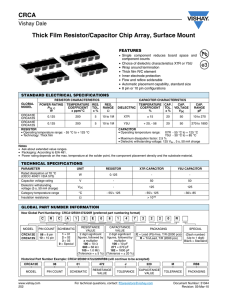 Thick Film Resistor/Capacitor Chip Array, Surface Mount CRCA