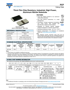 RCP Thick Film Chip Resistors, Industrial, High Power, Aluminum