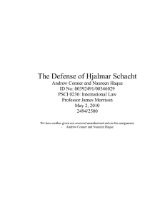 The Defense of Hjalmar Schacht