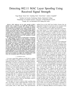 Detecting 802.11 MAC layer spoofing using received signal strength