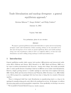 Trade liberalization and markup divergence: a general equilibrium