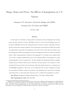 Wages, Rents and Prices: the Effects of Immigration on U.S. Natives