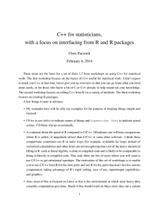 C++ for statisticians, with a focus on interfacing from R and R
