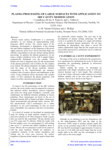 Plasma Processing of Large Surfaces with Application to SRF Cavity