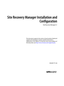 Site Recovery Manager Installation and Configuration