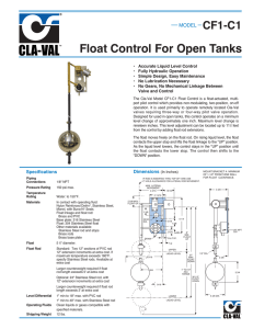 Float Control For Open Tanks - Cla-Val