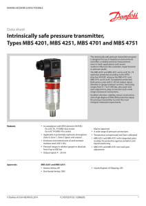 Intrinsically safe pressure transmitter, Types MBS 4201, MBS 4251