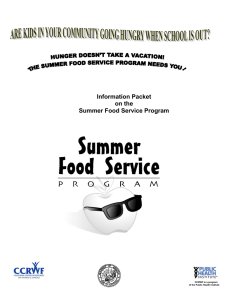 Information Packet on the Summer Food Service Program