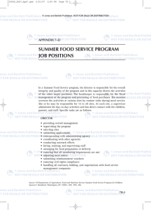 SUMMER FOOD SERVICE PROGRAM JOB POSITIONS