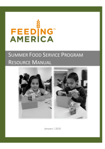 SUMMER FOOD RESOURCE M OOD SERVICE PROGRAM