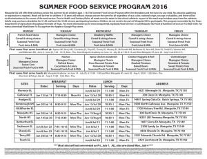 SUMMER FOOD SERVICE PROGRAM 2016