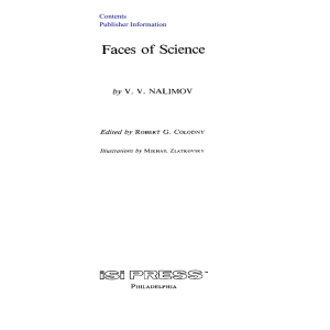 V.V. Nalimov "Faces of Science" Edited by R.G. Colodny