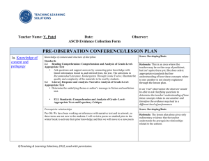 PRE-OBSERVATION CONFERENCE/LESSON PLAN