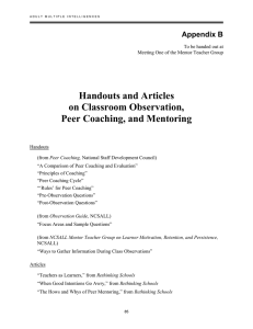 Handouts and Articles on Classroom Observation, Peer
