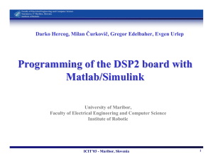 Programming of the DSP2 board with Matlab/Simulink