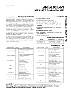 Evaluates: MAX1472 MAX1472 Evaluation Kit