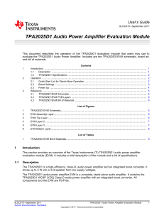 TPA2025D1 Audio Power Amplifier Evaluation